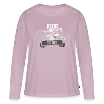 Reiten oder sterben Dinosaurier - Frauen Premium Bio Langarmshirt - Altrosa - Vorne - Julia (174cm)