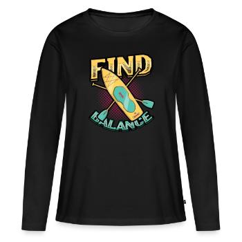 Trouver l’équilibre - T-shirt manches longues Premium bio Femme - noir - Devant - Julia (174cm)
