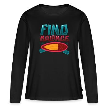 Trouver l’équilibre - T-shirt manches longues Premium bio Femme - noir - Devant - Julia (174cm)