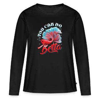 Détention de poisson betta - T-shirt manches longues Premium bio Femme - noir - Devant - Julia (174cm)