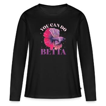 Garder le poisson betta - T-shirt manches longues Premium bio Femme - noir - Devant - Julia (174cm)