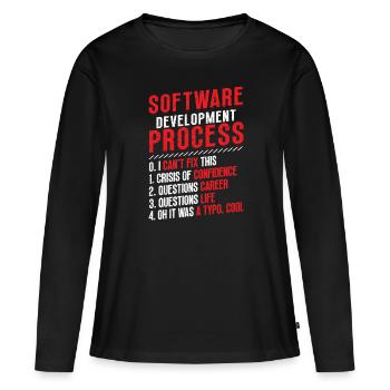 Processus de développement logiciel, programmation - T-shirt manches longues Premium bio Femme - noir - Devant - Julia (174cm)