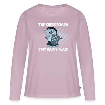 Chess Happy Place - T-shirt manches longues Premium bio Femme - rose poudré - Devant - Julia (174cm)