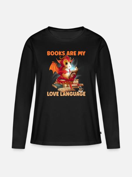 Books Love Language Lesen - Frauen Premium Bio Langarmshirt - Schwarz