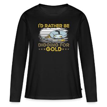 Creuser pour trouver de l’or - T-shirt manches longues Premium bio Femme - noir - Devant - Julia (174cm)