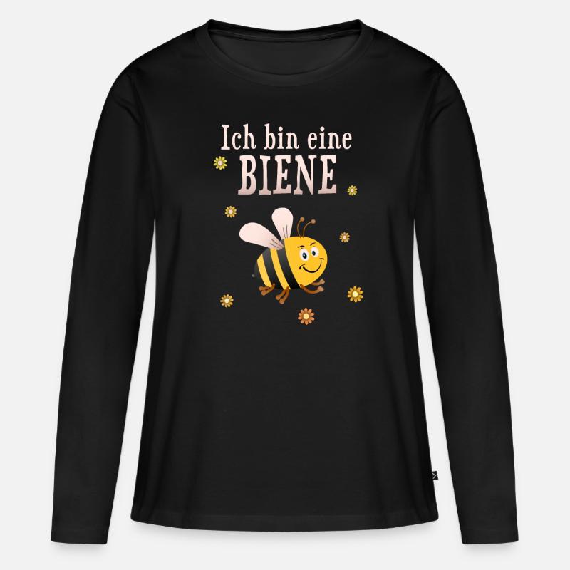 Ich bin eine Biene - Frauen Premium Bio Langarmshirt - Schwarz