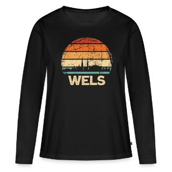 Wels - Frauen Premium Bio Langarmshirt - Schwarz - Vorne - Julia (174cm)