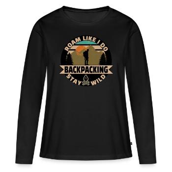 Backpacker entwerfen Backpacking - Frauen Premium Bio Langarmshirt - Schwarz - Vorne - Julia (174cm)