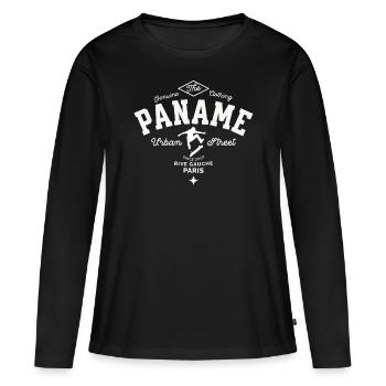 Paname Urban Street skateboarding - T-shirt manches longues Premium bio Femme - noir - Devant - Julia (174cm)