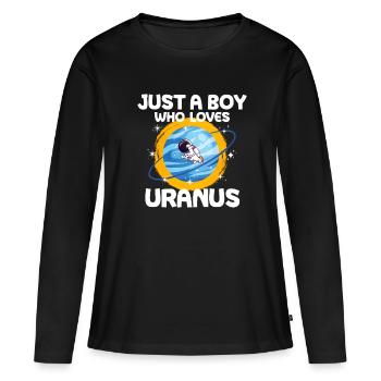 Cadeau de la planète Uranus - T-shirt manches longues Premium bio Femme - noir - Devant - Julia (174cm)