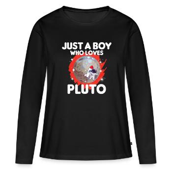 Cadeau de la planète Pluton - T-shirt manches longues Premium bio Femme - noir - Devant - Julia (174cm)