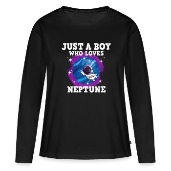Cadeau Neptune Planet - T-shirt manches longues Premium bio Femme - noir - Devant - Julia (174cm)