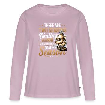 En attendant la saison de navigation, les bateliers - T-shirt manches longues Premium bio Femme - rose poudré - Devant - Julia (174cm)