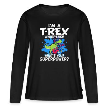 T-Rex - T-shirt manches longues Premium bio Femme - noir - Devant - Julia (174cm)