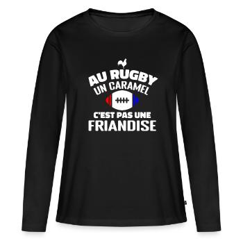 Au Rugby Un Caramel C'est Pas Une Friandise, rugby - T-shirt manches longues Premium bio Femme - noir - Devant - Julia (174cm)