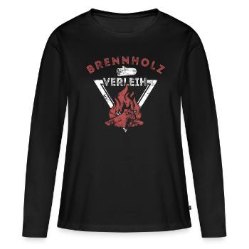 Brennholz Verleih - Ironie - Spruch - Frauen Premium Bio Langarmshirt - Schwarz - Vorne - Julia (174cm)