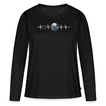 Terre - T-shirt manches longues Premium bio Femme - noir - Devant - Julia (174cm)