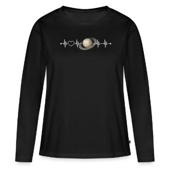 Saturne - T-shirt manches longues Premium bio Femme - noir - Devant - Julia (174cm)