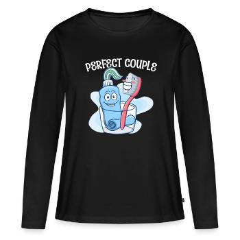 Paire Brosse à dents Dentifrice Sweet - T-shirt manches longues Premium bio Femme - noir - Devant - Julia (174cm)