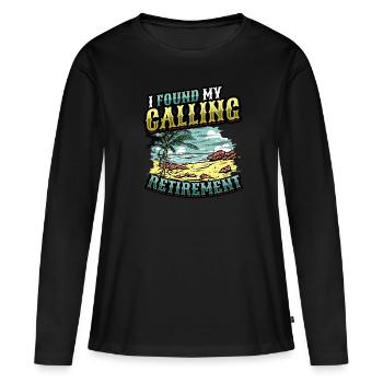 J’ai trouvé ma vocation, la retraite - T-shirt manches longues Premium bio Femme - noir - Devant - Julia (174cm)