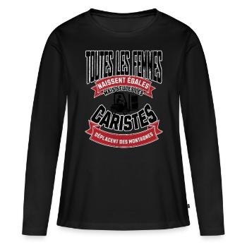 Seules les caristes déplacent des montagnes - T-shirt manches longues Premium bio Femme - noir - Devant - Julia (174cm)