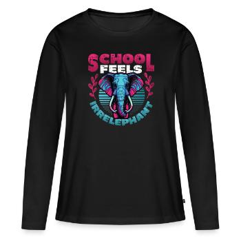 L’école se sent Irrelephant, anti-école - T-shirt manches longues Premium bio Femme - noir - Devant - Julia (174cm)