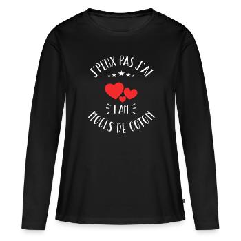 Je Peux Pas J'ai Noces De Coton - T-shirt manches longues Premium bio Femme - noir - Devant - Julia (174cm)