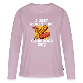 Corn dog - Women's Premium Organic Long Sleeve Shirt - dusky pink - Front - Julia (174cm)
