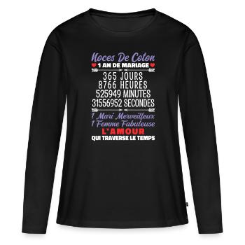 Noces de Coton - T-shirt manches longues Premium bio Femme - noir - Devant - Julia (174cm)