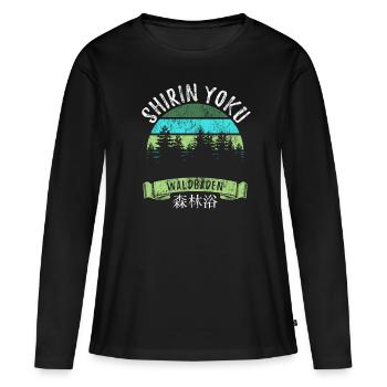 Shinrin yoku - Waldbaden - Waldmeditation - Frauen Premium Bio Langarmshirt - Schwarz - Vorne - Julia (174cm)