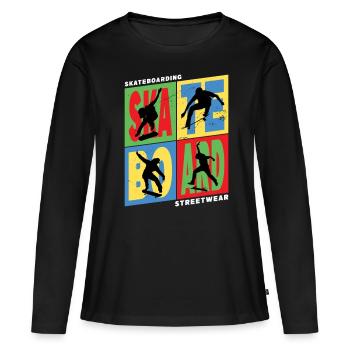 Skateboarding Skate Skater Skateboard Sk8 Vintage - Women's Premium Organic Long Sleeve Shirt - black - Front - Julia (174cm)
