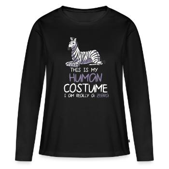 Zebra - Frauen Premium Bio Langarmshirt - Schwarz - Vorne - Julia (174cm)