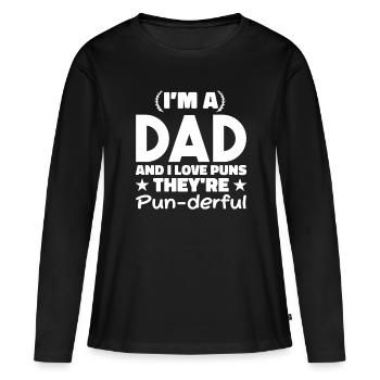 J’adore les jeux de mots | Hommes | Blague de Papa - T-shirt manches longues Premium bio Femme - noir - Devant - Julia (174cm)