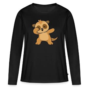 Mangoustes Mangoustes Suricates - T-shirt manches longues Premium bio Femme - noir - Devant - Julia (174cm)