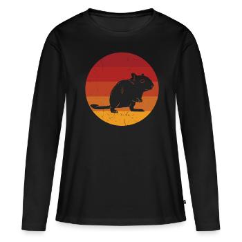Gerbille - T-shirt manches longues Premium bio Femme - noir - Devant - Julia (174cm)