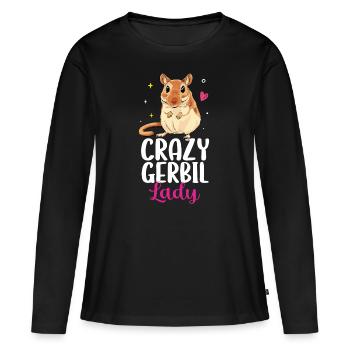 Gerbille - T-shirt manches longues Premium bio Femme - noir - Devant - Julia (174cm)