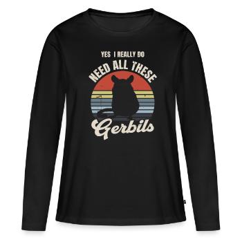 Gerbille - T-shirt manches longues Premium bio Femme - noir - Devant - Julia (174cm)