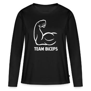 Team Biceps - Musculation - Renforcement musculaire - T-shirt manches longues Premium bio Femme - noir - Devant - Julia (174cm)