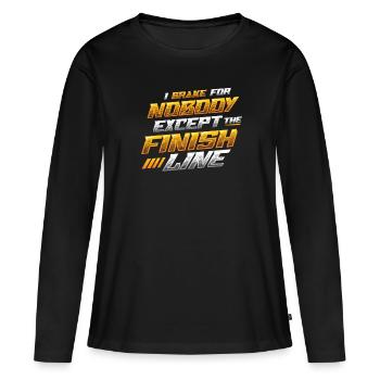 Je ne freine pour personne sauf la ligne d’arrivée - T-shirt manches longues Premium bio Femme - noir - Devant - Julia (174cm)