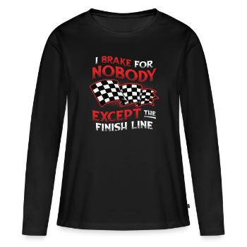Je ne freine pour personne sauf la ligne d’arrivée - T-shirt manches longues Premium bio Femme - noir - Devant - Julia (174cm)