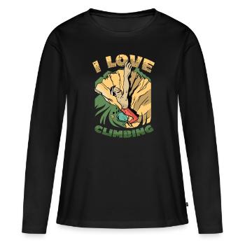 Ich Liebe Klettern, Felsklettern - Frauen Premium Bio Langarmshirt - Schwarz - Vorne - Julia (174cm)
