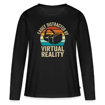 Virtual Reality VR Geschenk - Frauen Premium Bio Langarmshirt - Schwarz - Vorne - Julia (174cm)
