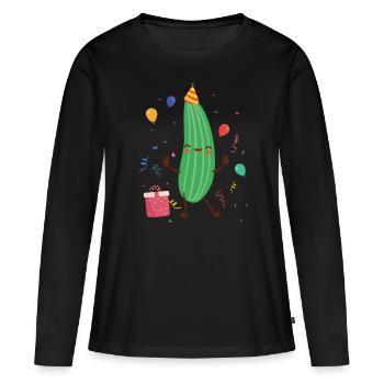 Courgette - T-shirt manches longues Premium bio Femme - noir - Devant - Julia (174cm)