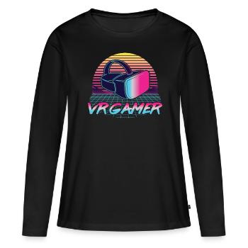 Virtual Reality VR Geschenk - Frauen Premium Bio Langarmshirt - Schwarz - Vorne - Julia (174cm)