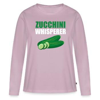 Courgette - T-shirt manches longues Premium bio Femme - rose poudré - Devant - Julia (174cm)