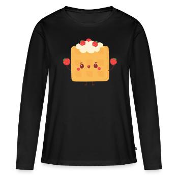 Gaufre mignonne - T-shirt manches longues Premium bio Femme - noir - Devant - Julia (174cm)