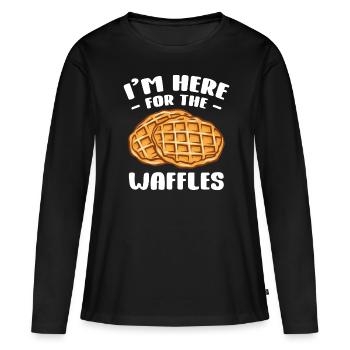 Je suis là pour les gaufres - T-shirt manches longues Premium bio Femme - noir - Devant - Julia (174cm)