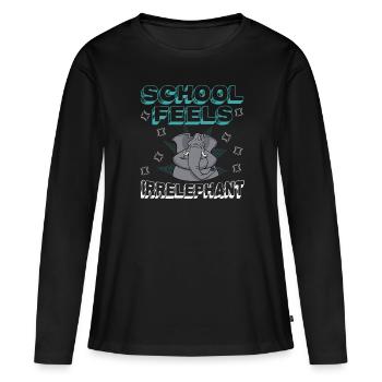 L’école se sent Irrelephant, anti-école - T-shirt manches longues Premium bio Femme - noir - Devant - Julia (174cm)
