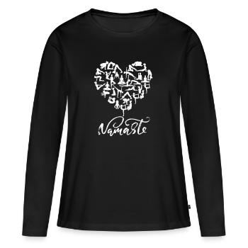 NAMASTE Yoga Heart (3) - Women's Premium Organic Long Sleeve Shirt - black - Front - Julia (174cm)