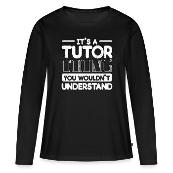 Tuteur Cadeau Tuteur - T-shirt manches longues Premium bio Femme - noir - Devant - Julia (174cm)